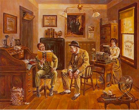 Lee Dubin Hand Signed Limited Edition Lithograph:"Lawyers Office Assault And Battery"