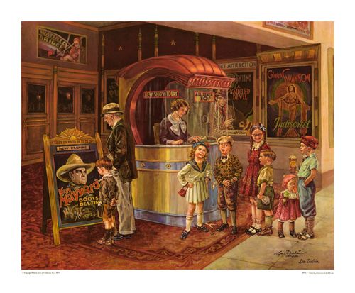 Lee Dubin Limited Edition Signed Offset Lithograph:"Saturday Afternoon at the Movies"