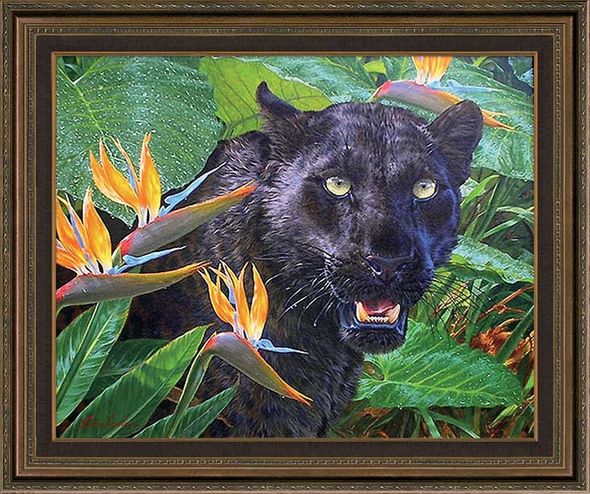Lee Kromschroeder Framed Limited Edition Canvas: "Black Leopard"