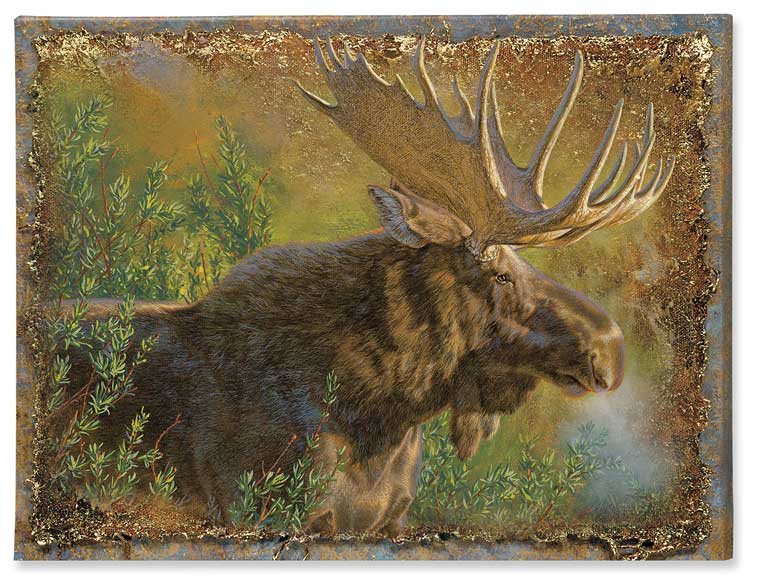 Lee Kromschroeder Hand Enhanced Open Edition Gallery Wrap Canvas: "Moose"