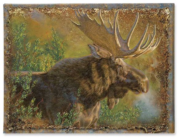 Lee Kromschroeder Hand Enhanced Open Edition Gallery Wrap Canvas: "Moose"