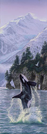 Lee Kromschroeder Limited Edition Print:" Vertical Rise-Orcas "