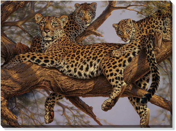 Lee Kromschroeder Oversize Open Edition Gallery Wrap Canvas:"The Family Tree - Leopards"