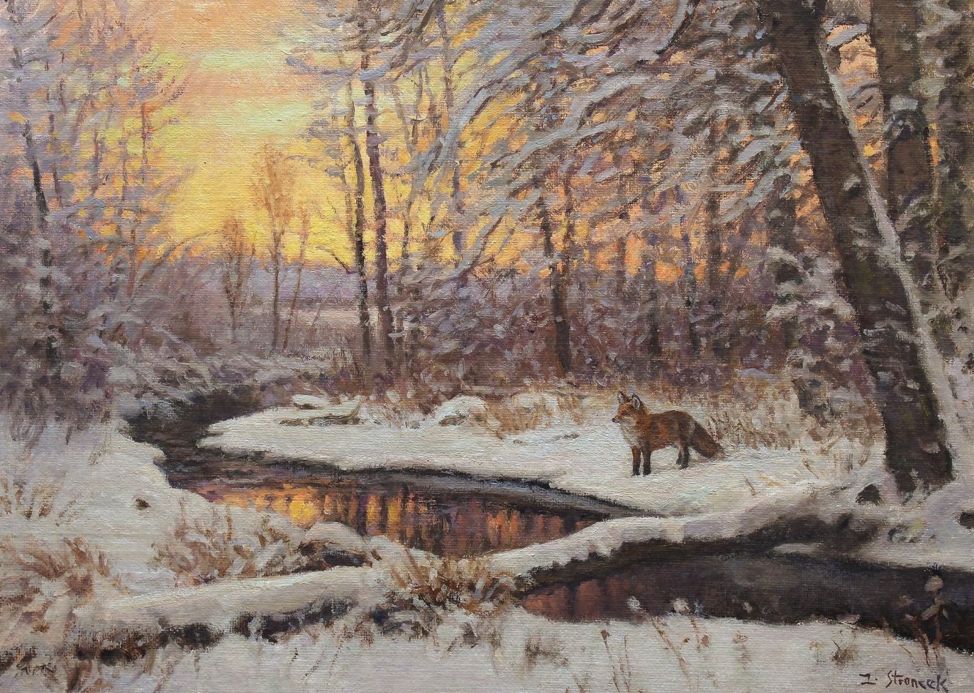 Lee Stroncek Limited Edition Print: "Fox at Evening-Bridger Creek"
