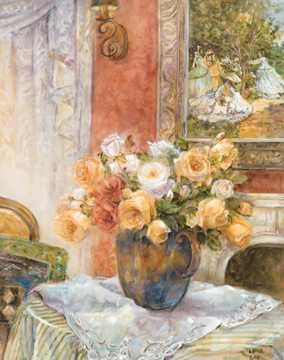 Lena Liu Handsigned & Numbered Limited Edition Print:"Roses from Monte's Garden "
