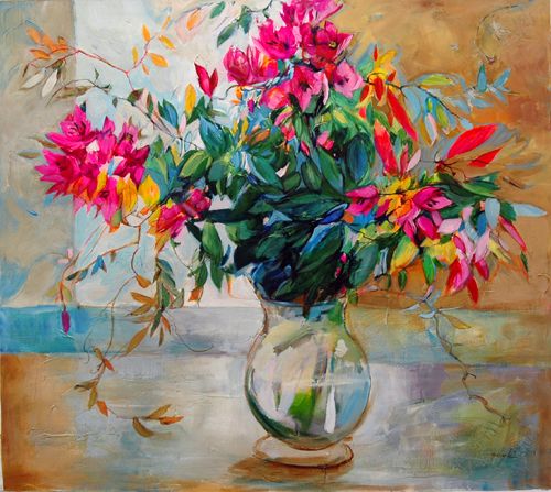 Lenner Gogli Hand Signed and Numbered Limited Edition Giclee on Canvas: "Abundant Blooms"