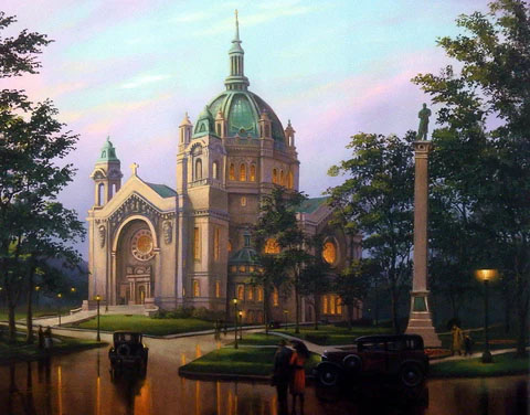 Leo Stans Print-Signed:"St. Paul Cathedral 1935"