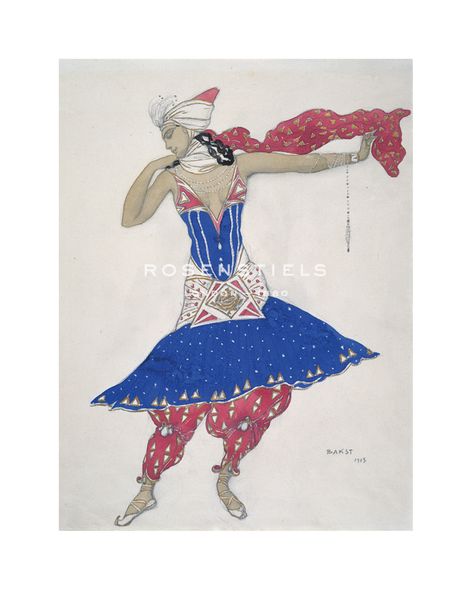 Leon Bakst Hand Numbered Limited Edition Print on Paper :"Anna Pavlova in the Ballet 'Oriental Fantasy'"