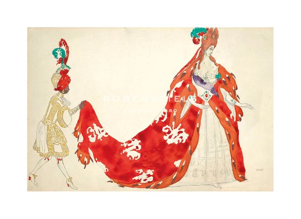 Leon Bakst Hand Numbered Limited Edition Print on Paper :"Courtier in The Sleeping Princess, 1921"