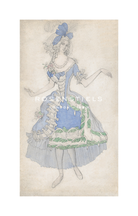 Leon Bakst Hand Numbered Limited Edition Print on Paper :"Female Courtier - La Belle au Bois Dormant (Sleeping_Beauty)"