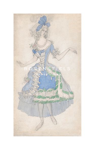 Leon Bakst Hand Numbered Limited Edition Print on Paper :"Female Courtier - La Belle au Bois Dormant (Sleeping_Beauty)"