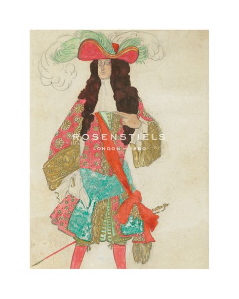 Leon Bakst Hand Numbered Limited Edition Print on Paper :"La Belle au Bois Dormant- Galisson, Le Professeur du Prince"