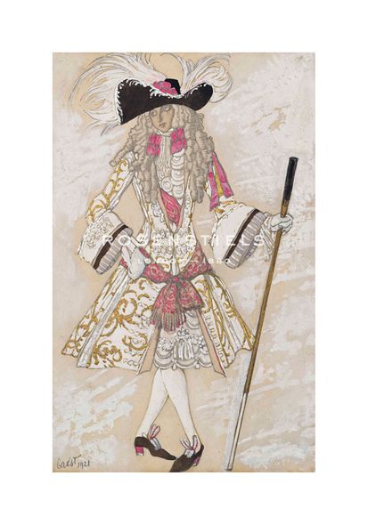 Leon Bakst Hand Numbered Limited Edition Print on Paper :"La Belle au Bois Dormant - Le Prince Charmant  la Cour, 1921"