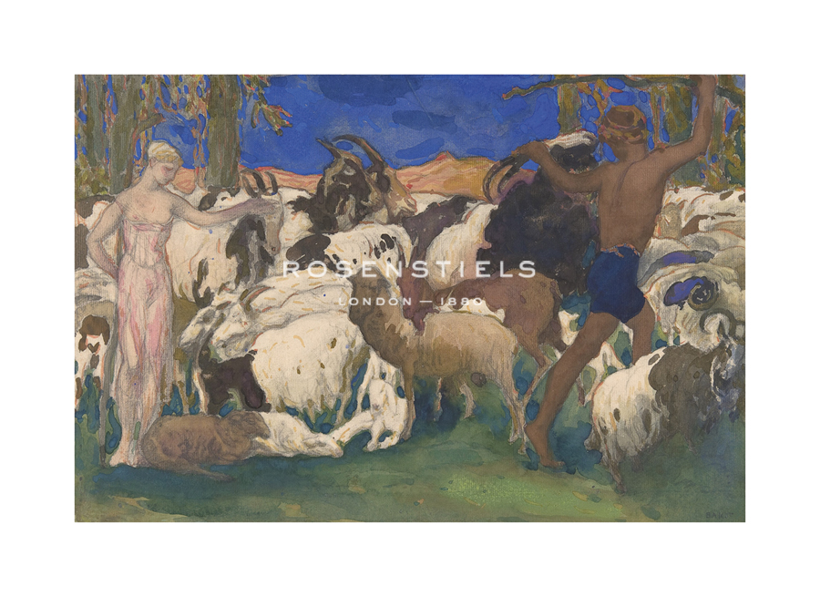 Leon Bakst Hand Numbered Limited Edition Print on Paper :"Landscape With Shepherds Daphnis And Chloé"