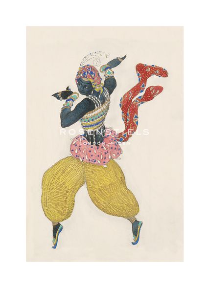 Leon Bakst Hand Numbered Limited Edition Print on Paper :"Nègre Diamant (Costume Study for ‘Scheherazade’)"