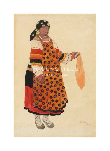 Leon Bakst Hand Numbered Limited Edition Print on Paper :"Russian Fair - Peasant Woman, 1922"