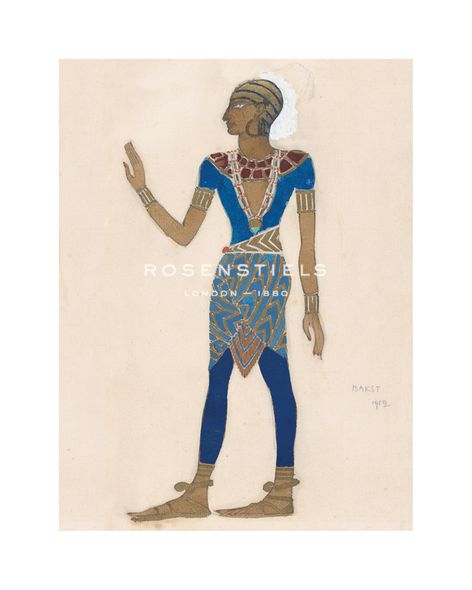Leon Bakst Hand Numbered Limited Edition Print on Paper :"Slave for the Ballet 'La Tragédie de Salomé'"