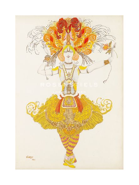 Leon Bakst Hand Numbered Limited Edition Print on Paper :"The Firebird Costume"