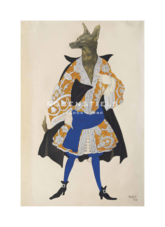 Leon Bakst Hand Numbered Limited Edition Print on Paper :"The Wolf, from Sleeping Beauty, 1921"