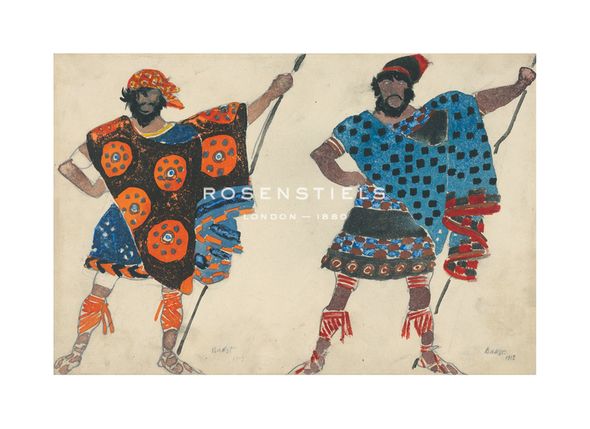 Leon Bakst Hand Numbered Limited Edition Print on Paper :"Two Pirates for Daphnis et Chloe, 1913"