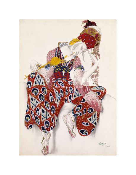 Leon Bakst Hand Numbered Limited Edition Print on Paper :"Vaslav Nijinsky as Iksender in La Péri (The Flower of Immortality)"