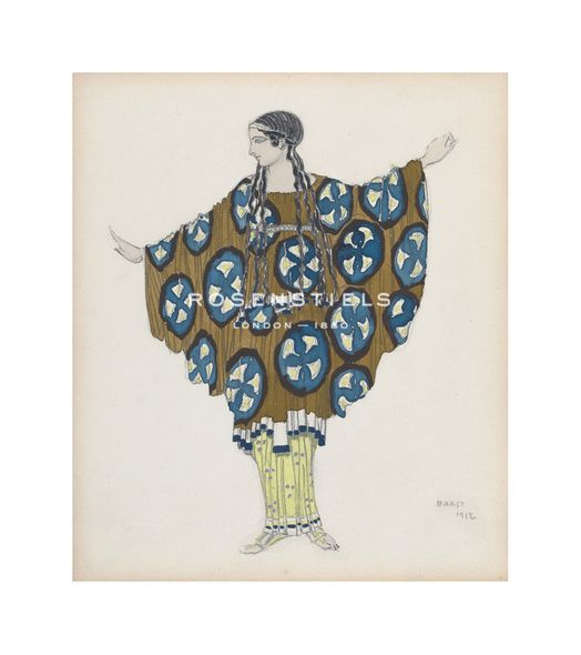 Leon Bakst Hand Numbered Limited Edition Print on Paper :"Woman from the Village for the Ballet 'Daphnis and Chloé'"