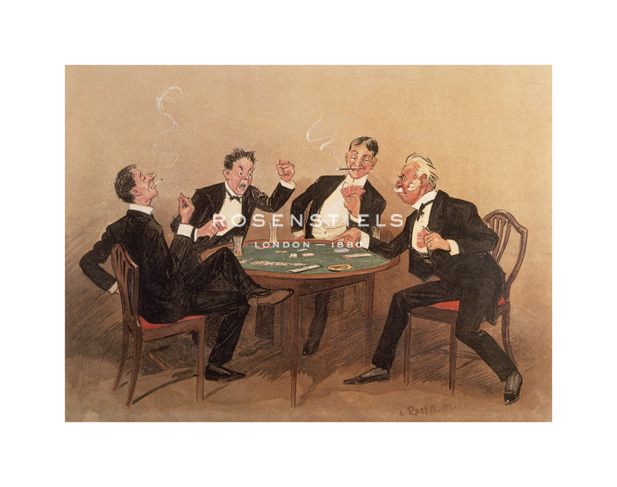 Leonard Raven-Hill Hand Numbered Limited Edition Print on Paper :"Who Doubled No Trumps?"