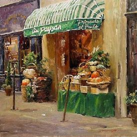 Leonard Wren Handsigned and Numbered Limited Edition Giclee on Canvas:"AU PAYSAN"