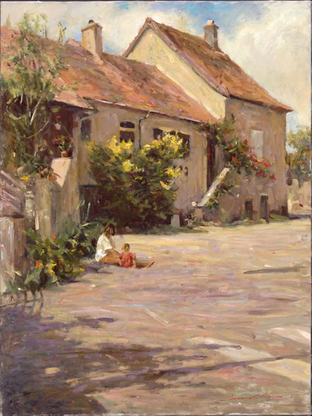 Leonard Wren Handsigned and Numbered Limited Edition Giclee on Canvas:"Burgundy Afternoon"