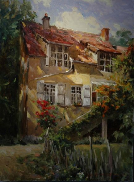 Leonard Wren Handsigned and Numbered Limited Edition Giclee on Canvas:"Cottage in Jully"