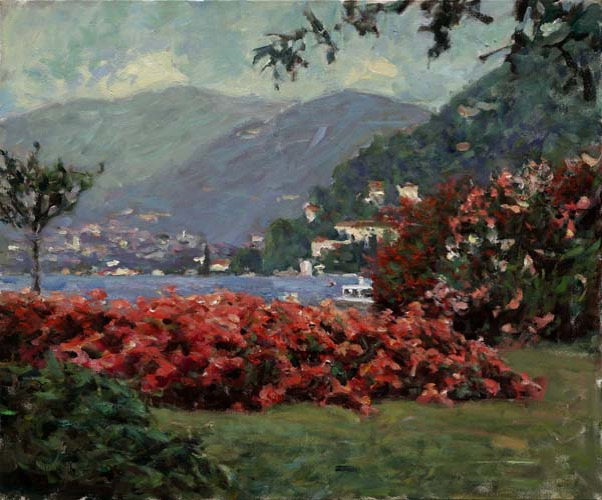 Leonard Wren Handsigned and Numbered Limited Edition Giclee on Canvas:"Lake Como"
