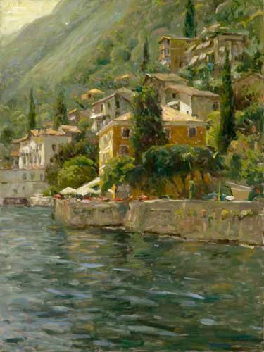 Leonard Wren Handsigned and Numbered Limited Edition Giclee on Canvas:"Menaggio"
