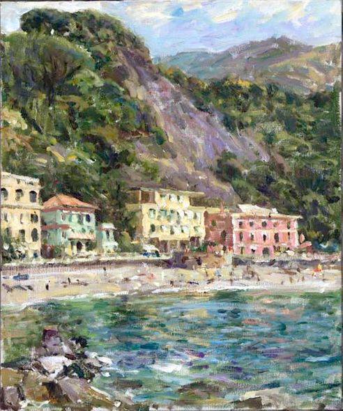 Leonard Wren Handsigned and Numbered Limited Edition Giclee on Canvas:"Monterosso"