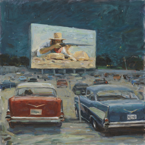 Leonard Wren Handsigned and Numbered Limited Edition Giclee on Canvas:"MY BABY LOVES THE WESTERN MOVIES"