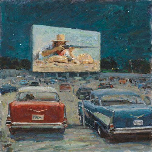 Leonard Wren Handsigned and Numbered Limited Edition Giclee on Canvas:"MY BABY LOVES THE WESTERN MOVIES"