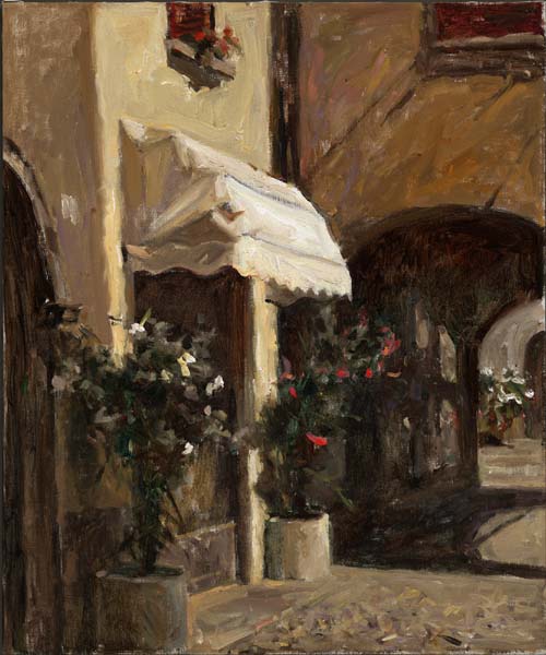 Leonard Wren Handsigned and Numbered Limited Edition Giclee on Canvas:"Shop In Como"