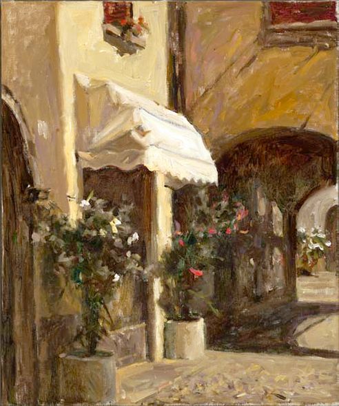 Leonard Wren Handsigned and Numbered Limited Edition Giclee on Canvas:"Shop In Como"