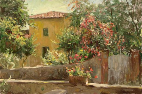 Leonard Wren Handsigned and Numbered Limited Edition Giclee on Canvas:"Tuscan Villa"