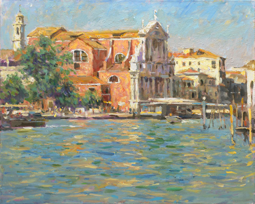 Leonard Wren Handsigned and Numbered Limited Edition Giclee on Canvas:"VENICE REFLECTIONS"