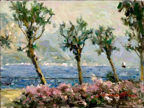 Leonard Wren Handsigned and Numbered Limited Edition Giclee on Canvas:"View From Bellagio"