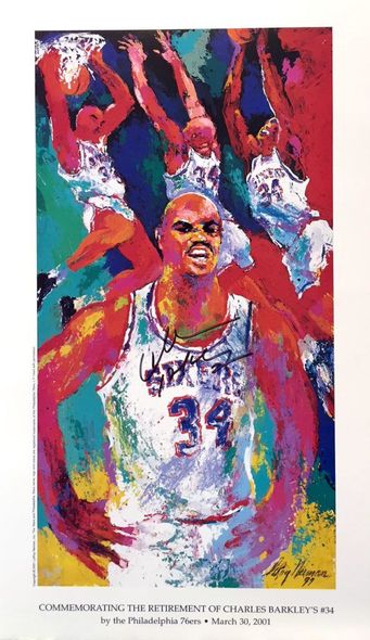 Leroy Neiman Co-Signed by Charles Barkley Poster: "Commemorating the Retirement of Charles Barkley’s #34"