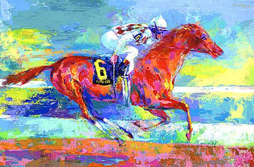 Leroy Neiman Hand Pulled Serigraph on Paper: "Funny Cide"