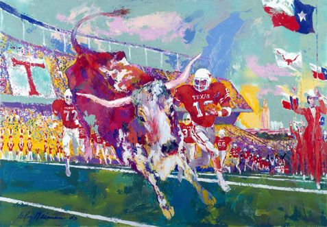 Leroy Neiman Hand Pulled Serigraph on Paper: "Texas Longhorns"