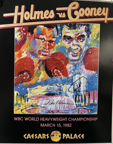 LeRoy Neiman Hand Signed by Artist & Larry Holmes Poster: "Holmes vs. Cooney"