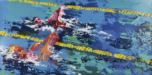 LeRoy Neiman Hand Signed Limited Edition Serigraph on Paper: "Olympic Swimmer" LeRoy Neiman Hand Signed Limited Edition Serigraph on Paper: "Olympic Swimmer"