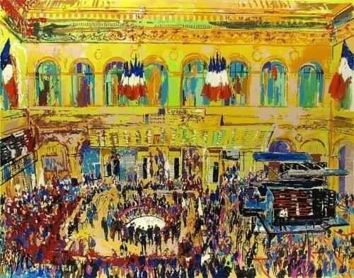 LeRoy Neiman Hand Signed Limited Edition Serigraph: "Paris Bourse"