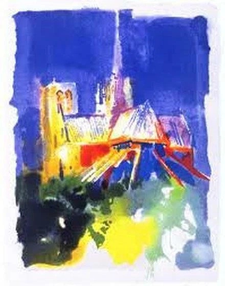 LeRoy Neiman Plate Signed Open Edition Serigraph: "Notre Dame"