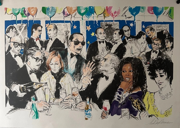 LeRoy Neiman Signed Limited Edition Serigraph Print: "Celebrity Night at Spago "