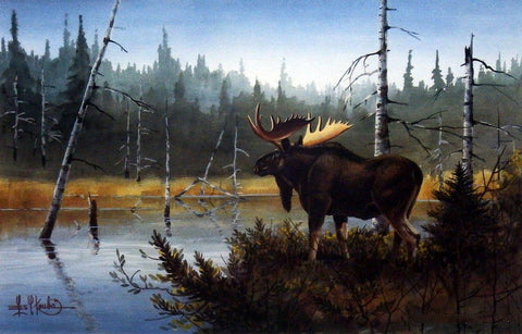 Les Kouba Artist Proof:"Moose Hangout"
