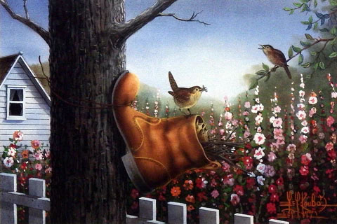 Les Kouba Print-Signed and Numbered:"Home In A Boot"